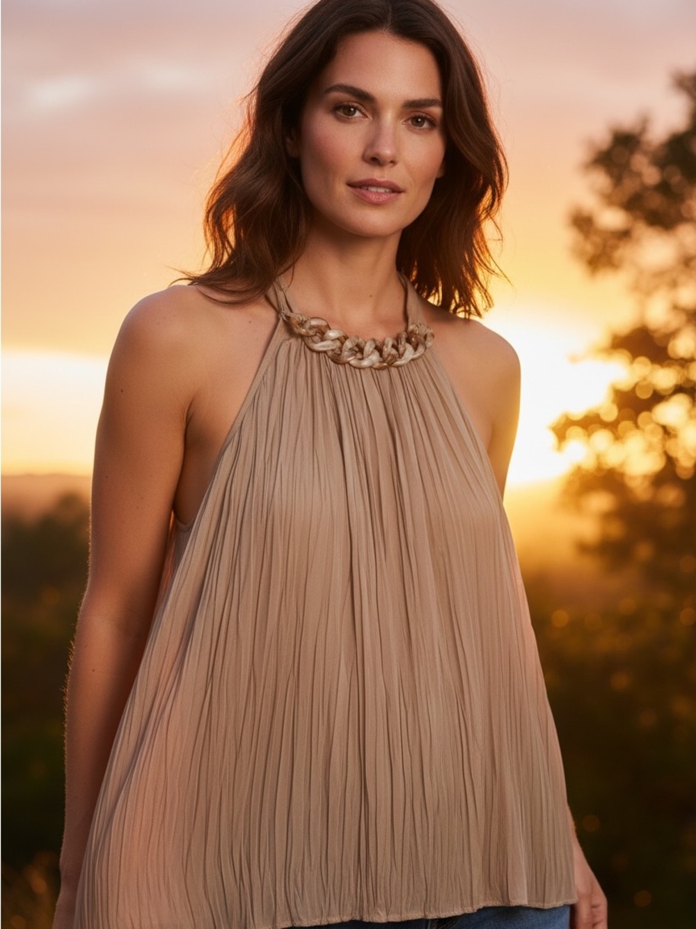 Rachel Zoe Braided Statement Necklace in Taupe